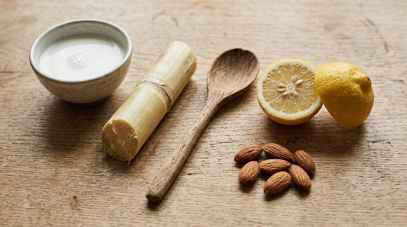 Orígenes naturales de los AHA: caña de azúcar, leche y almendras