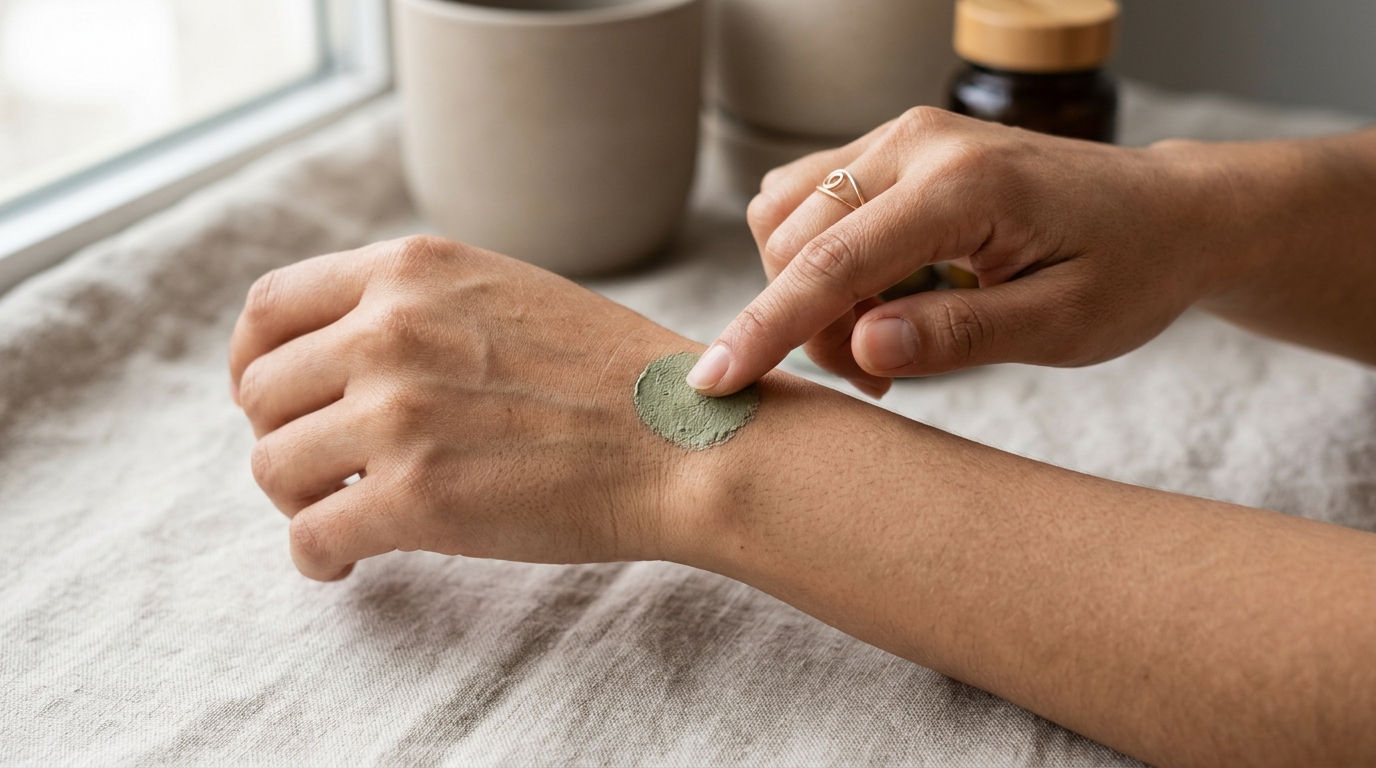 Prueba de sensibilidad de mascarilla de papaya en una pequeña zona del antebrazo antes del uso completo