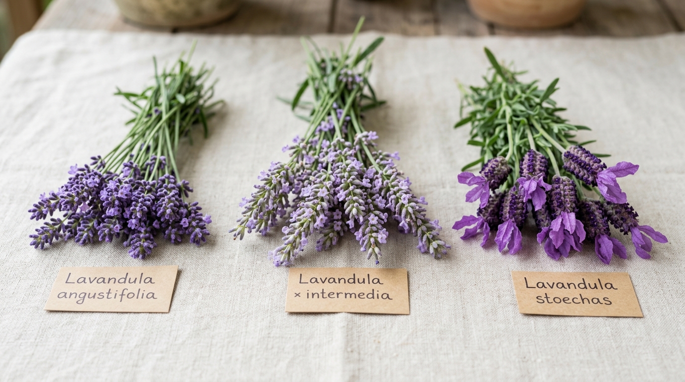 Comparación visual entre Lavandula angustifolia, lavandín y lavanda francesa