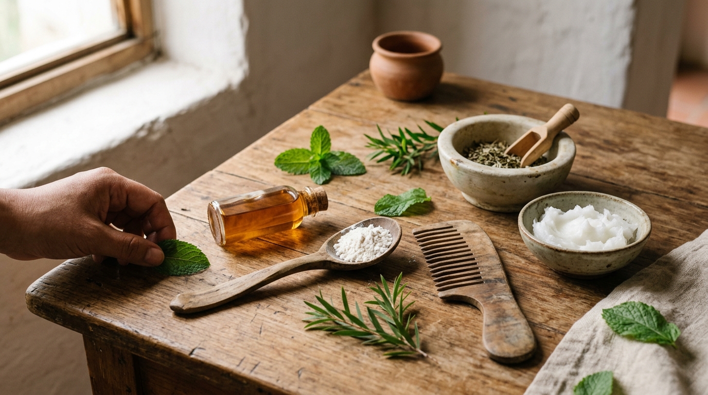 Ingredientes clave contra caspa: zinc, ketoconazol y aceites naturales en composición visual