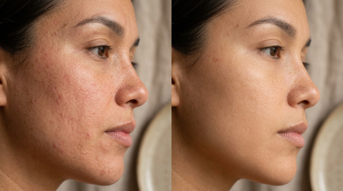 Comparación de textura de piel: semana 1 vs semana 6 con retinol